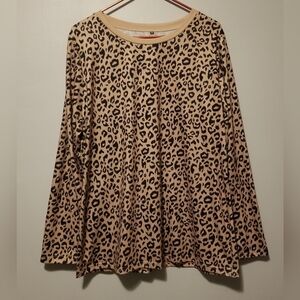 Leopard Print Long-Sleeve Women's Top